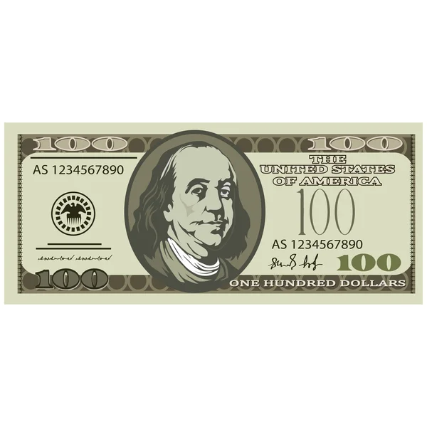 Yüz dolarlık banknot. — Stok Vektör
