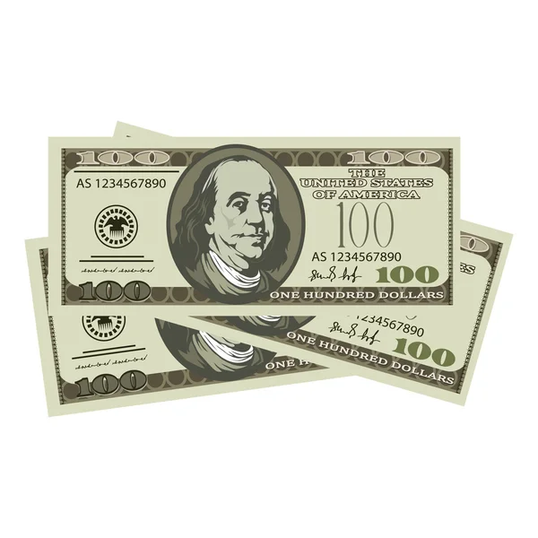 One hundred dollar bills — Stock Vector