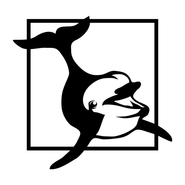 白黒ドルフィン ロゴ — ストックベクタ