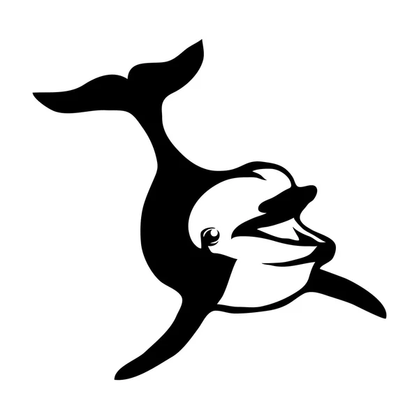 Black and white dolphin logo — Stock Vector