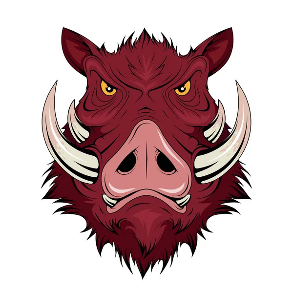 Wild Boar Head Babi Kepala Babi Logo Sketsa Untuk Maskot - Stok Vektor