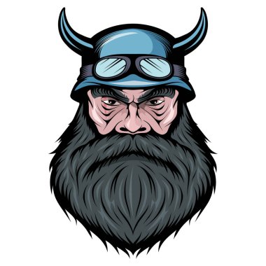  Motorcu. Karakter. Kel adam. Erkek yüzü. Hippi. Yara izi olan kişi. Sakallı adam. Erkek kafası. Kötü adam. Tasarlanacak vektör grafikleri