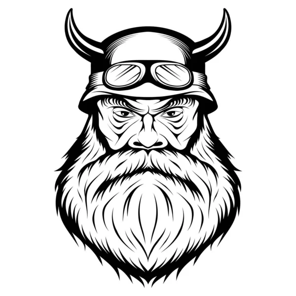 Motociclista Carácter Hombre Calvo Cara Masculina Hipster Persona Con Cicatriz — Vector de stock