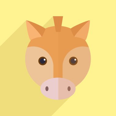 Uzun bir gölge ile sevimli at