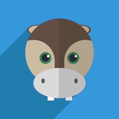 Uzun bir gölge ile su aygırı