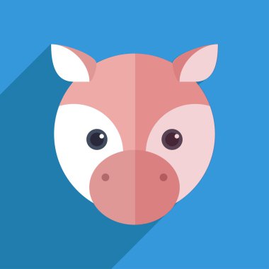 Uzun bir gölge ile şirin domuz