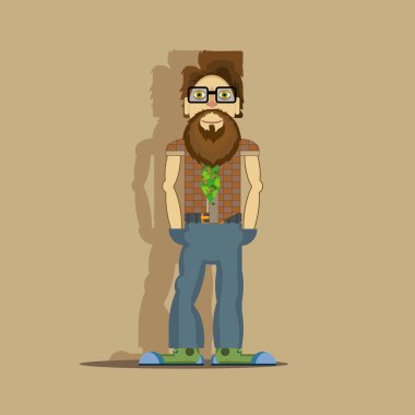 Biraz erkek ol giyinmiş hipster