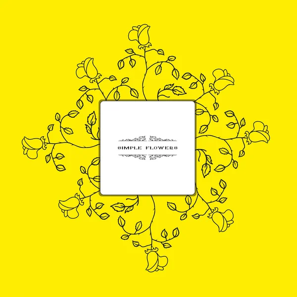Fleurs simples grises sur fond jaune — Image vectorielle