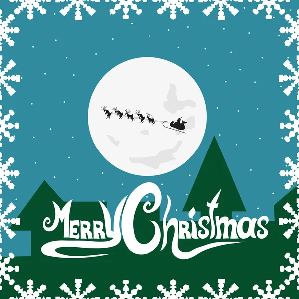 Weihnachtsmann Silhouette auf Mond-Hintergrund — Stockvektor
