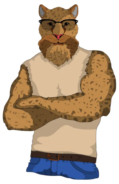 Hipster guepard In glazen — Stockvector