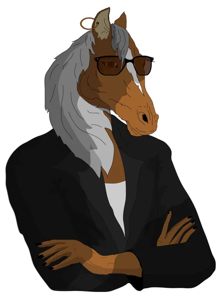 Hipster horse In glasses — Stock Vector