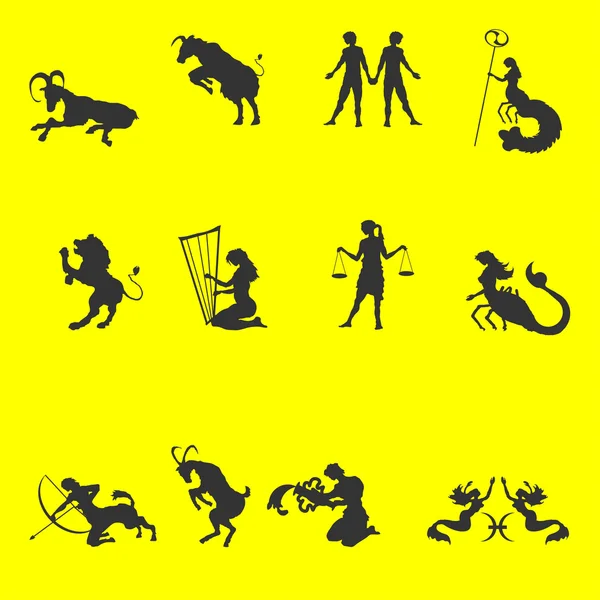 Conjunto de iconos de signos del zodíaco — Archivo Imágenes Vectoriales