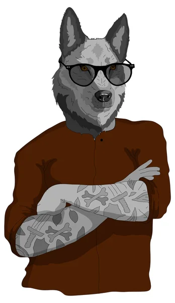 Hipster verkleidet Hund — Stockvektor