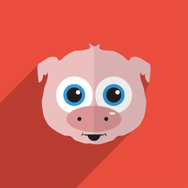 Pig with a long shadow — Stock Vector