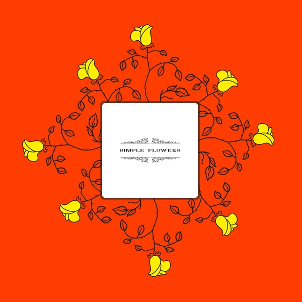 黄色的简单花，红色的背景上 — 图库矢量图片