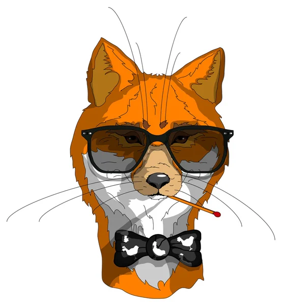 Hipster fox In glazen — Stockvector