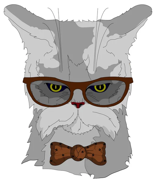 Hipster katt i glas — Stock vektor
