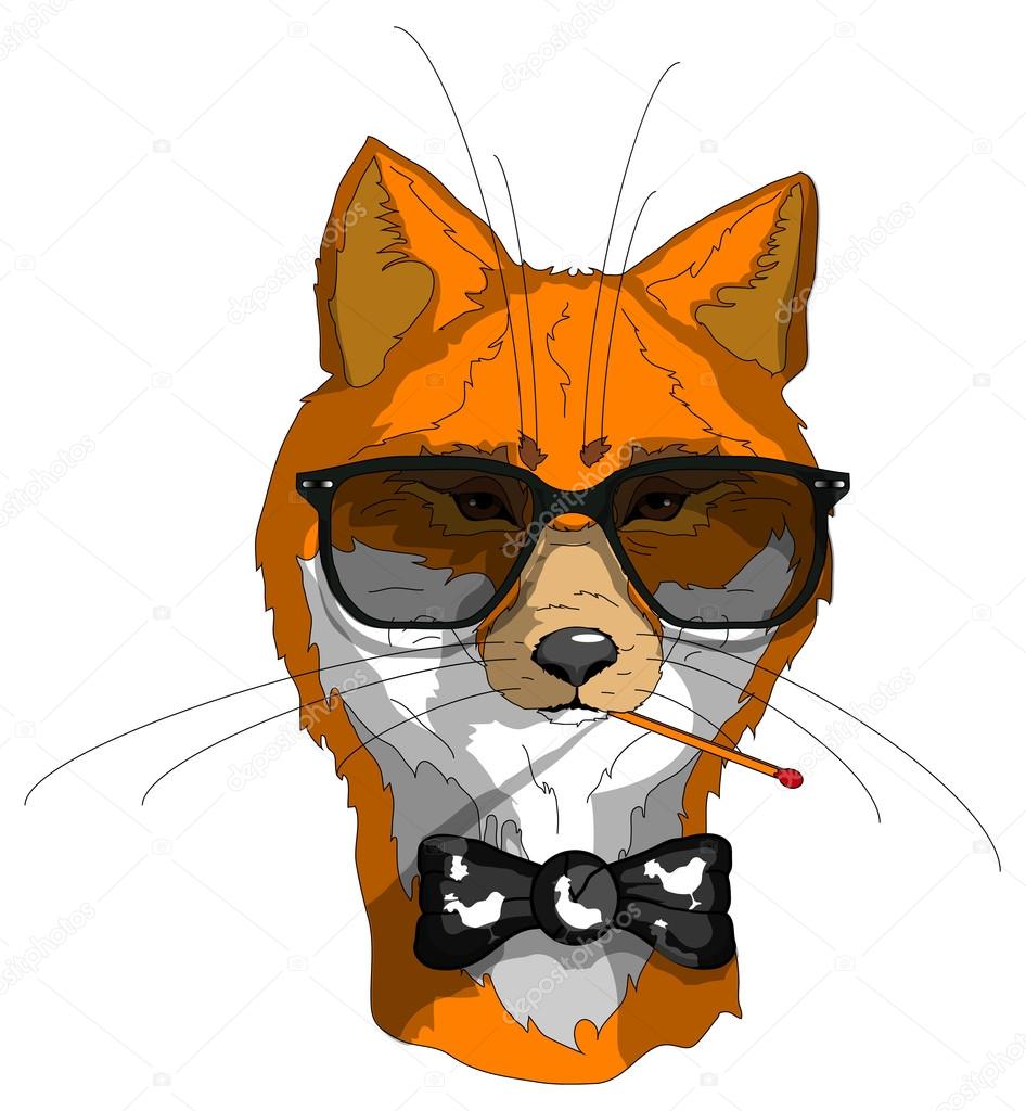 Hipster fox In glasses