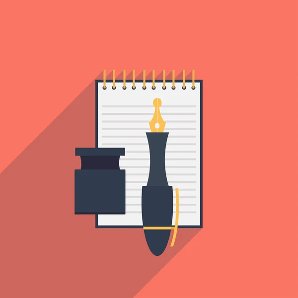 Pluma y cuaderno — Vector de stock