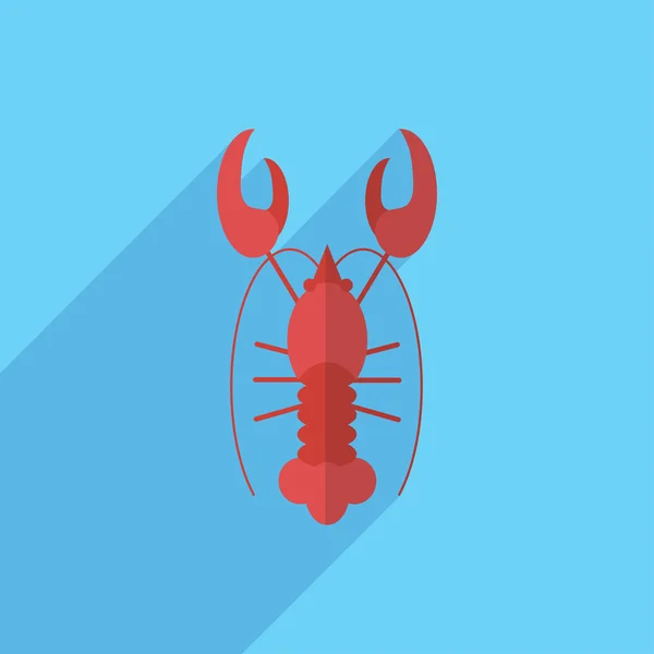 Ikon Lobster yang datar - Stok Vektor