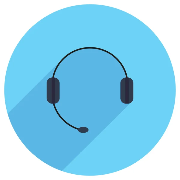 Flat ikonen för hörlurar med mikrofon — Stock vektor