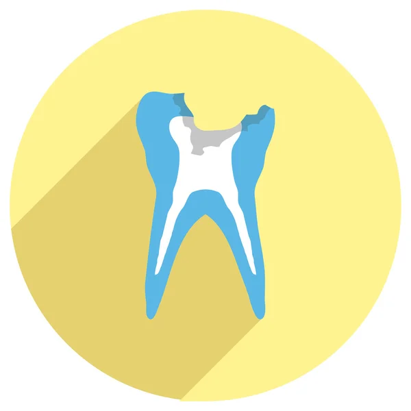Плоская икона зуба с отверстием — стоковый вектор