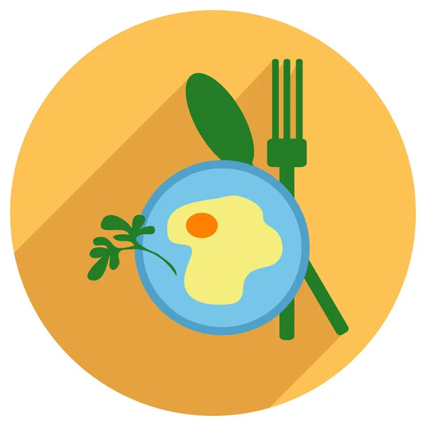 Stekt ägg med sked och gaffel — Stock vektor