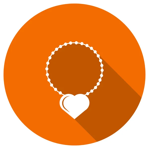 Flat Icon of necklace with heart — Stock Vector