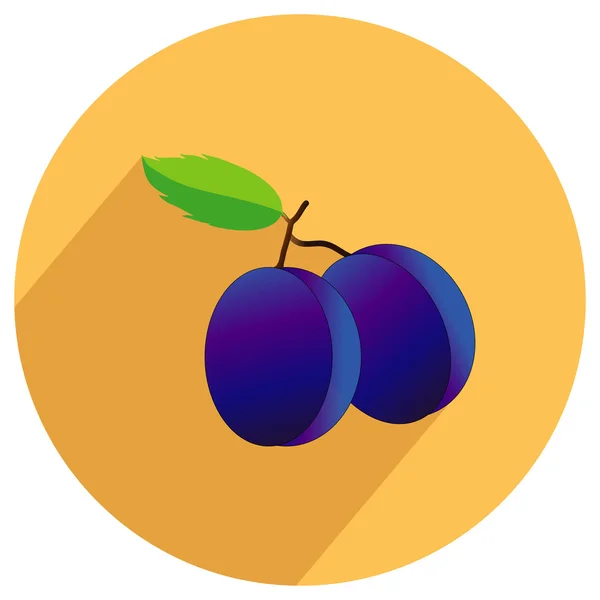 Icône plate de prunes — Image vectorielle