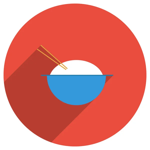 Flat Icon of bowl of rice — Stock Vector