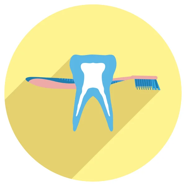 Ícone de dente com escova de dentes —  Vetores de Stock