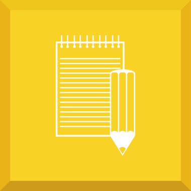 Defter kalem ile düz simgesi