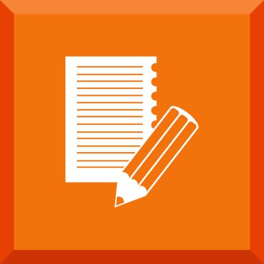 Kağıt bir kalem ile düz simgesi