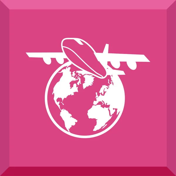 Плоска ікона Літака з планетою — стоковий вектор