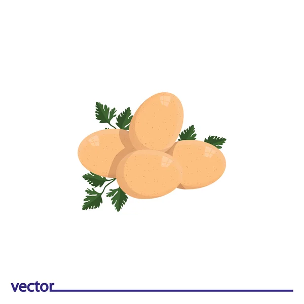 Icono de huevo con hojas de perejil — Vector de stock