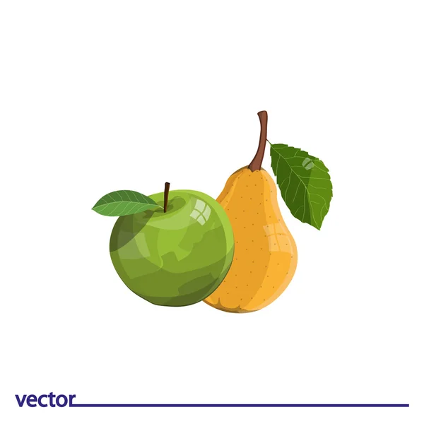 Icône de pomme et poire jaune — Image vectorielle