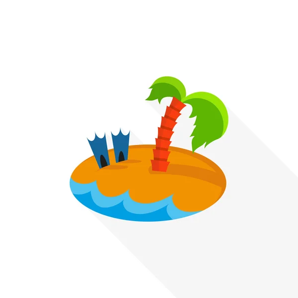 Flat ikonen av ön med palmer — Stock vektor