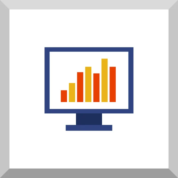 Icon of computer monitor with the diagram — Stock Vector