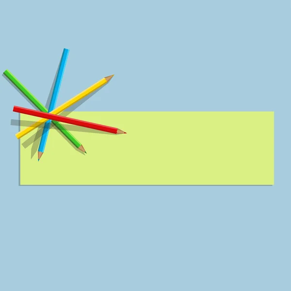 Lápices de colores con una hoja de papel — Vector de stock