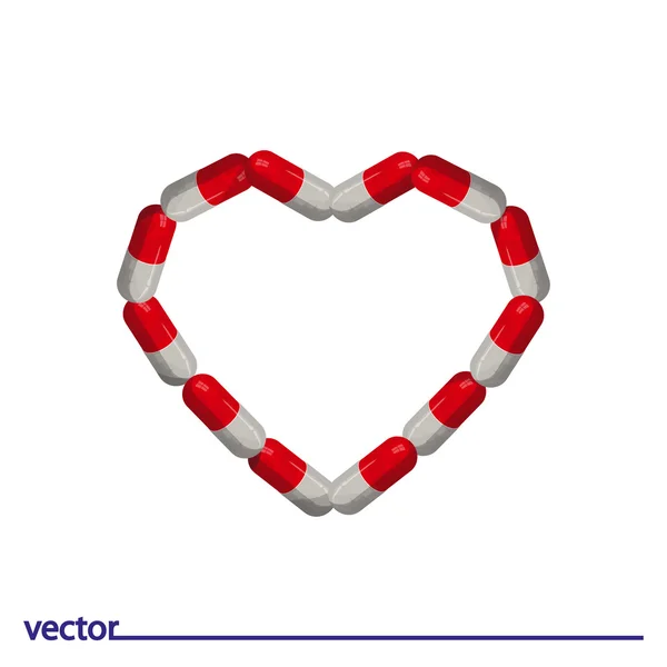 Ikon szív tabletták — Stock Vector