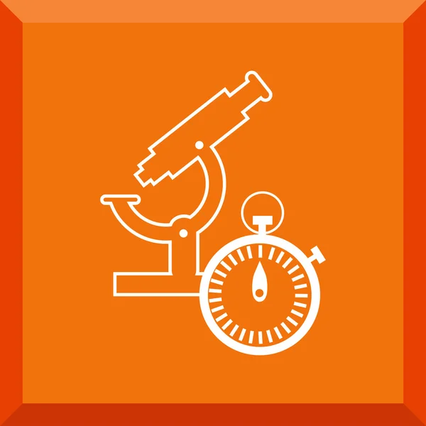 Flat Icon of Microscope with a stopwatch — Stock Vector