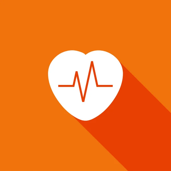 Flat Icon of heart with pulse — Stock Vector