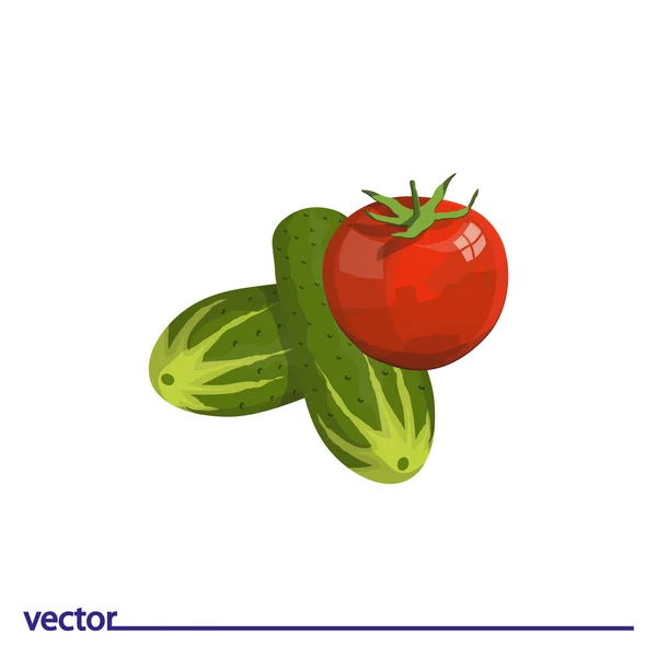 Ícone de tomates com pepino — Vetor de Stock