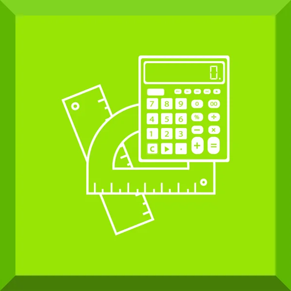 Ruler with protractor and calculator — Stock Vector