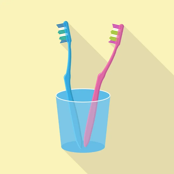 Icono plano de cepillo de dientes — Vector de stock