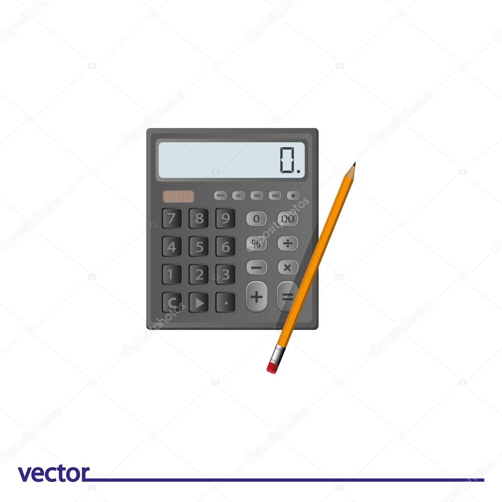 Icon of calculator with pencils
