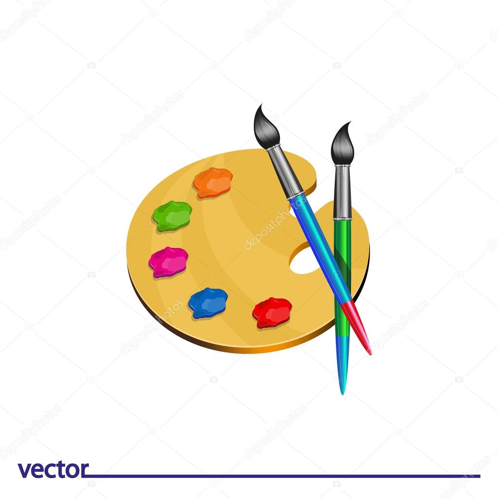 Paint Palette and Brush Royalty Free Stock SVG Vector and Clip Art