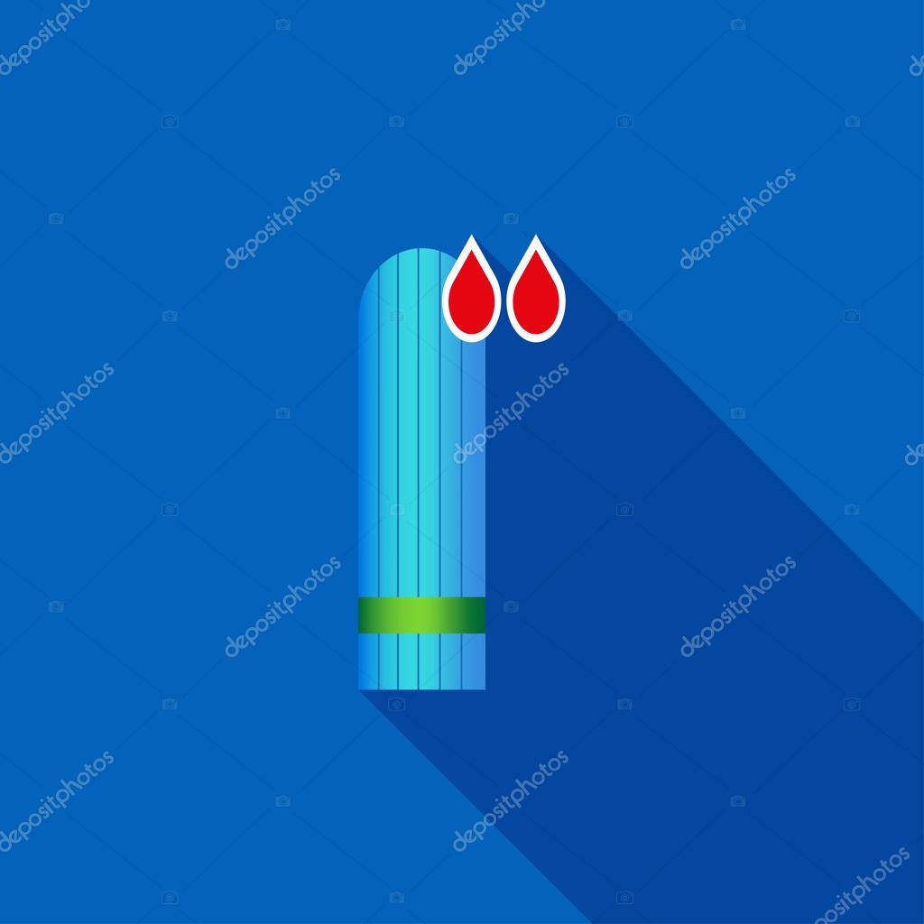 Flat Icon of tampon. Isolated on stylish blue background. Element with a long shadow. Modern vector illustration for web and mobile