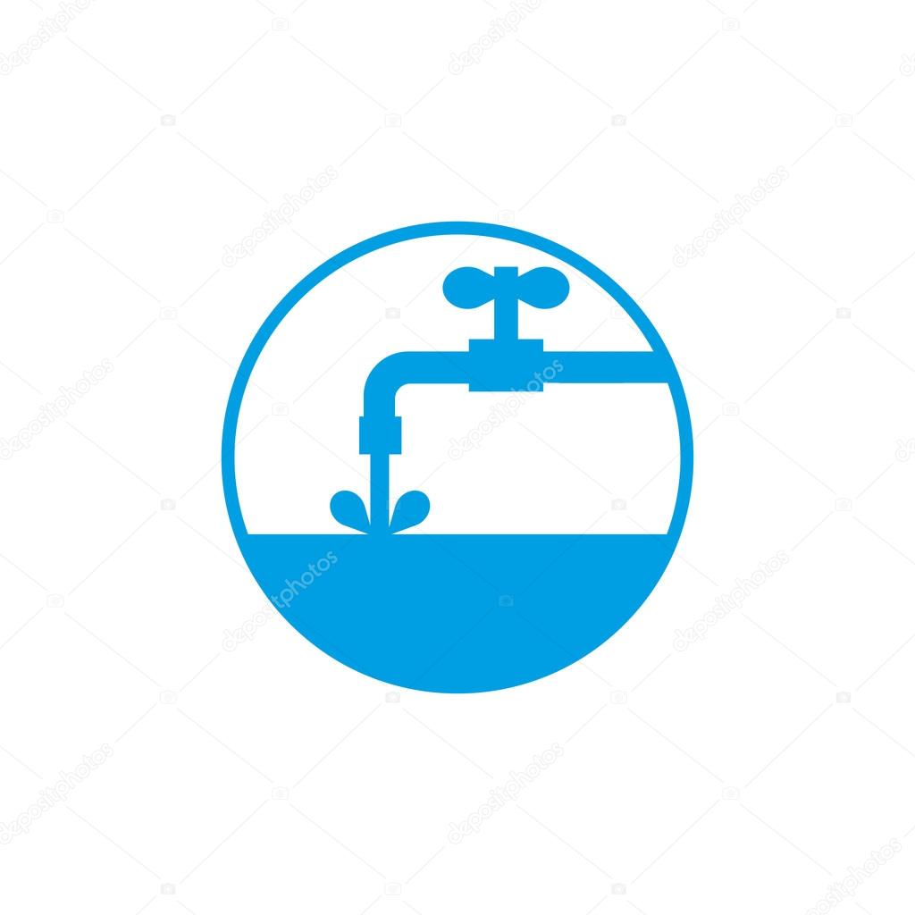 Flat Icon of Faucet with a drop