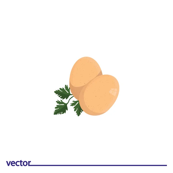 Icon of egg with parsley leaves — Stock Vector